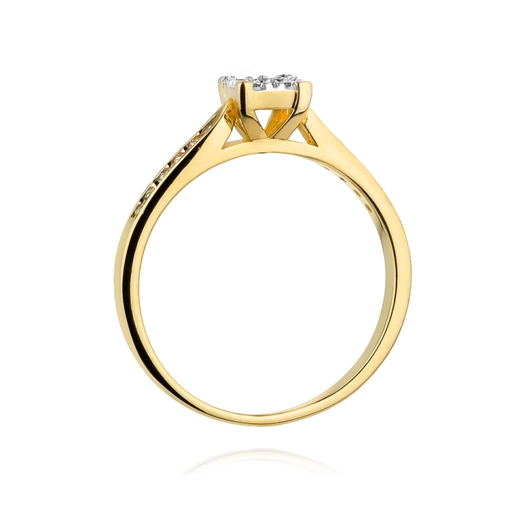 Pierścionek zaręczynowy z żółtego złota z diamentami 0,16ct Fire Of Love BW-402