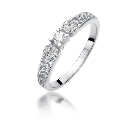 Przejdź do produktu Pierścionek zaręczynowy z białego złota z diamentami 0,13ct Fire Of Love 