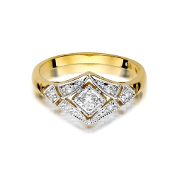 Pierścionek zaręczynowy z żółtego złota z diamentami 0,19ct Fire Of Love BW-412