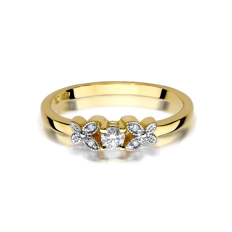 Pierścionek zaręczynowy z żółtego złota z diamentami 0,12ct Fire Of Love BW-414