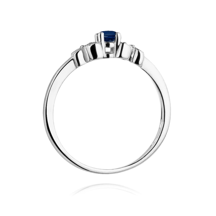 Pierścionek zaręczynowy z białego złota z szafirem i diamentami 0,02ct Fire Of Love BW-414-szafir-b