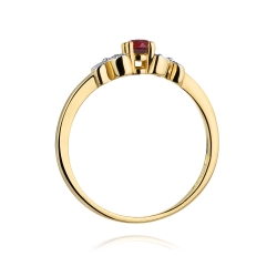 Pierścionek zaręczynowy z żółtego złota z rubinem i diamentami 0,02ct Fire Of Love BW-414-rubin
