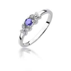 Pierścionek zaręczynowy z białego złota z tanzanitem i diamentami 0,02ct Fire Of Love BW-414-tanzanit-b