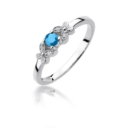 Pierścionek zaręczynowy z białego złota z topazem i diamentami 0,02ct Fire Of Love BW-414-topaz-b