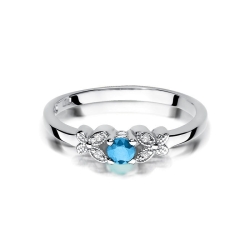 Pierścionek zaręczynowy z białego złota z topazem i diamentami 0,02ct Fire Of Love BW-414-topaz-b