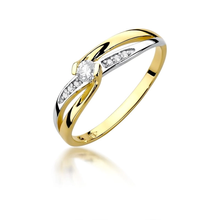 Pierścionek zaręczynowy z żółtego złota z diamentami 0,13ct Fire Of Love BW-415
