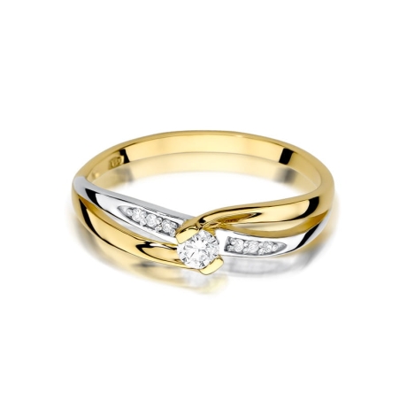 Przejdź do produktu Pierścionek zaręczynowy z żółtego złota z diamentami 0,13ct Fire Of Love