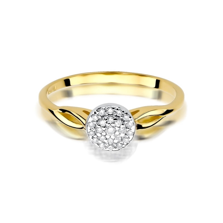 Pierścionek zaręczynowy z żółtego złota z diamentami 0,12ct Fire Of Love BW-421