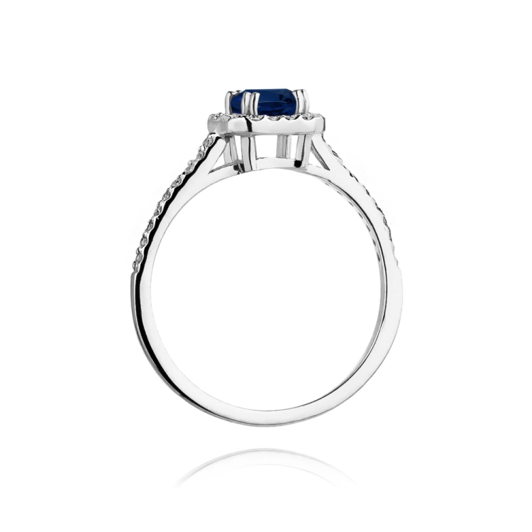 Pierścionek zaręczynowy z białego złota z szafirem i diamentami 0,22ct Fire Of Love BW-422-szafir-b