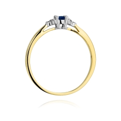 Pierścionek zaręczynowy z żółtego złota z szafirem i diamentami 0,03ct Fire Of Love BW-428-szafir