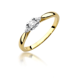 Pierścionek zaręczynowy z żółtego złota z diamentami 0,13ct Fire Of Love BW-428