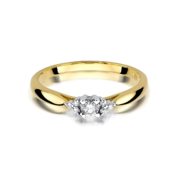 Pierścionek zaręczynowy z żółtego złota z diamentami 0,13ct Fire Of Love BW-428