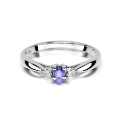 Pierścionek zaręczynowy z białego złota z tanzanitem i diamentami 0,03ct Fire Of Love BW-428-tanzanit-b