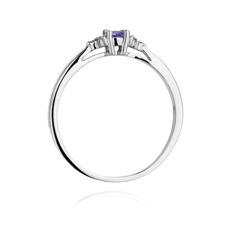 Pierścionek zaręczynowy z białego złota z tanzanitem i diamentami 0,03ct Fire Of Love BW-428-tanzanit-b