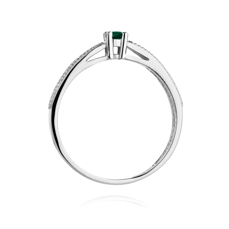 Pierścionek zaręczynowy z białego złota z szmaragdem i diamentami 0,09ct Fire Of Love BW-449-szmaragd-b
