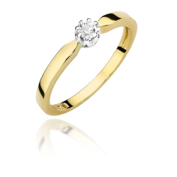 Pierścionek zaręczynowy z żółtego złota z diamentem 0,10ct Fire Of Love BW-450-0,10ct