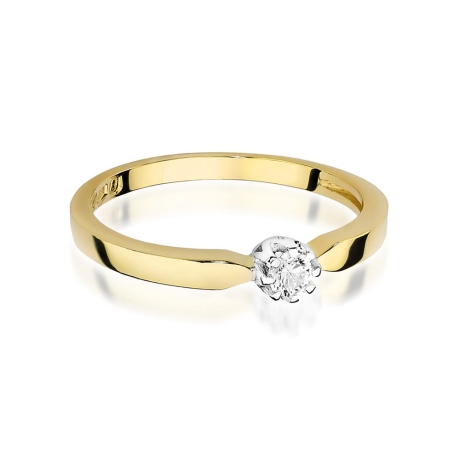 Przejdź do produktu Pierścionek zaręczynowy z żółtego złota z diamentem 0,10ct Fire Of Love 