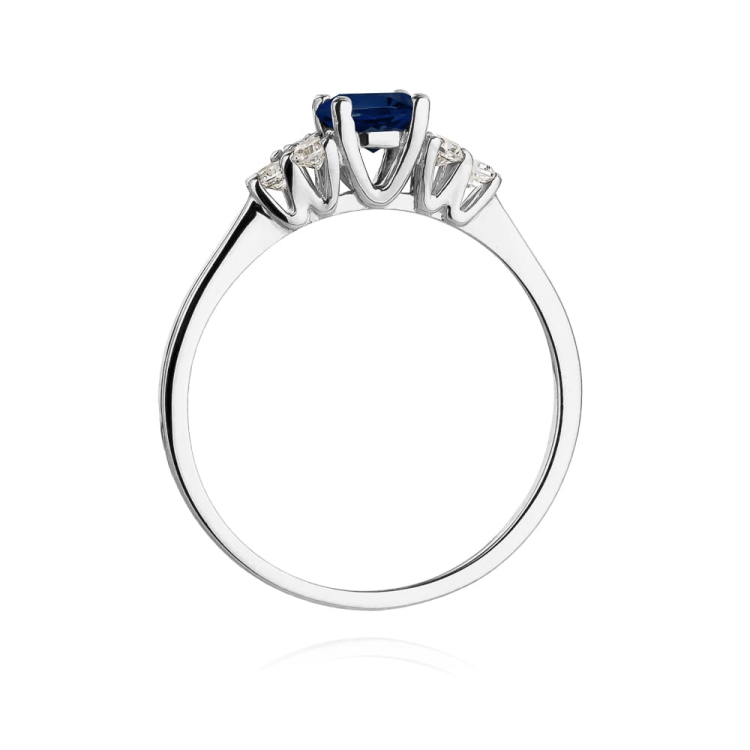 Pierścionek zaręczynowy z białego złota z szafirem i diamentami 0,18ct Fire Of Love BW-451-b