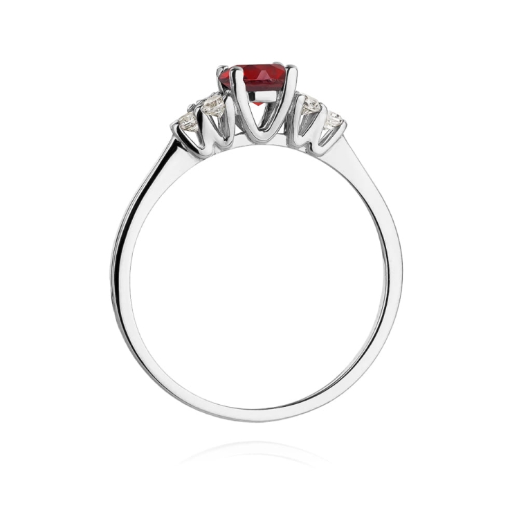 Pierścionek zaręczynowy z białego złota z rubinem i diamentami 0,18ct Fire Of Love BW-451-rubin-b