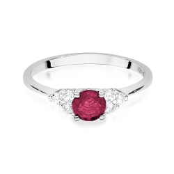Pierścionek zaręczynowy z białego złota z rubinem i diamentami 0,18ct Fire Of Love BW-451-rubin-b