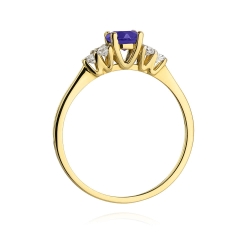 Pierścionek zaręczynowy z żółtego złota z tanzanitem i diamentami 0,18ct Fire Of Love BW-451-tanzanit