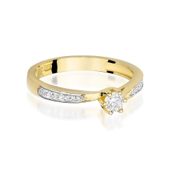 Pierścionek zaręczynowy z żółtego złota z diamentami 0,20ct Fire Of Love BW-453