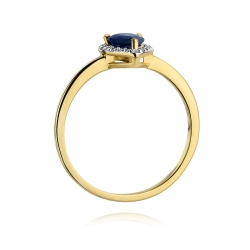 Pierścionek zaręczynowy z żółtego złota z szafirem i diamentami 0,11ct Fire Of Love BW-455