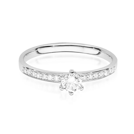 Przejdź do produktu Pierścionek zaręczynowy z białego złota z diamentami 0,17ct Fire Of Love 