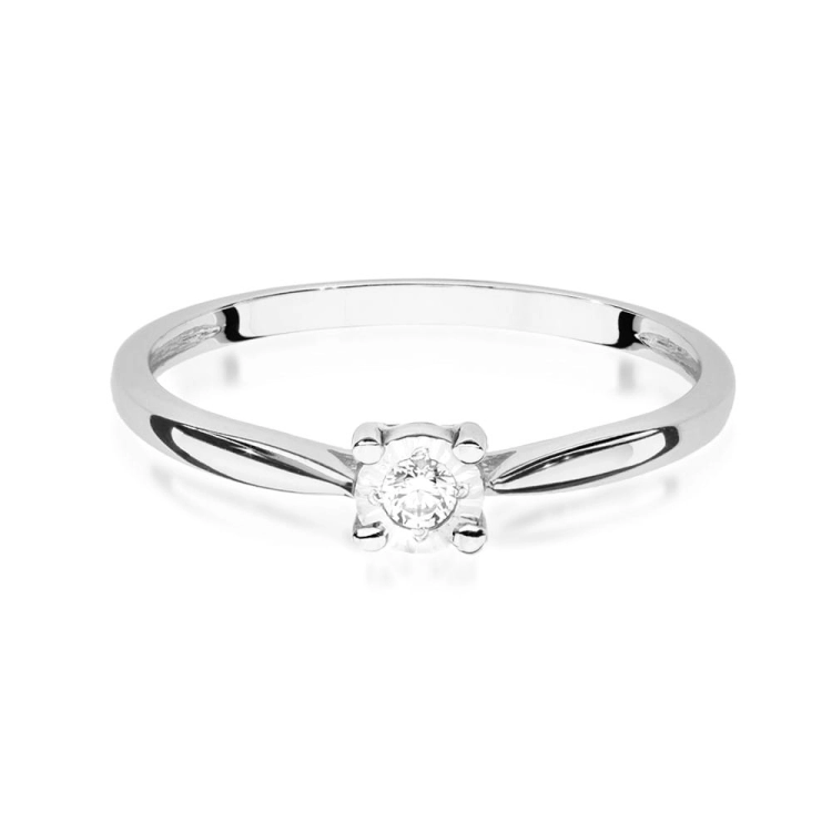 Pierścionek zaręczynowy z białego złota z diamentem 0,08ct Fire Of Love BW-461-0,08ct-b