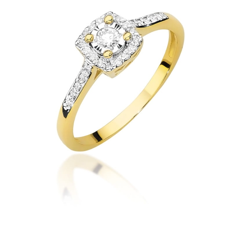 Pierścionek zaręczynowy z żółtego złota z diamentami 0,21ct Fire Of Love BW-462