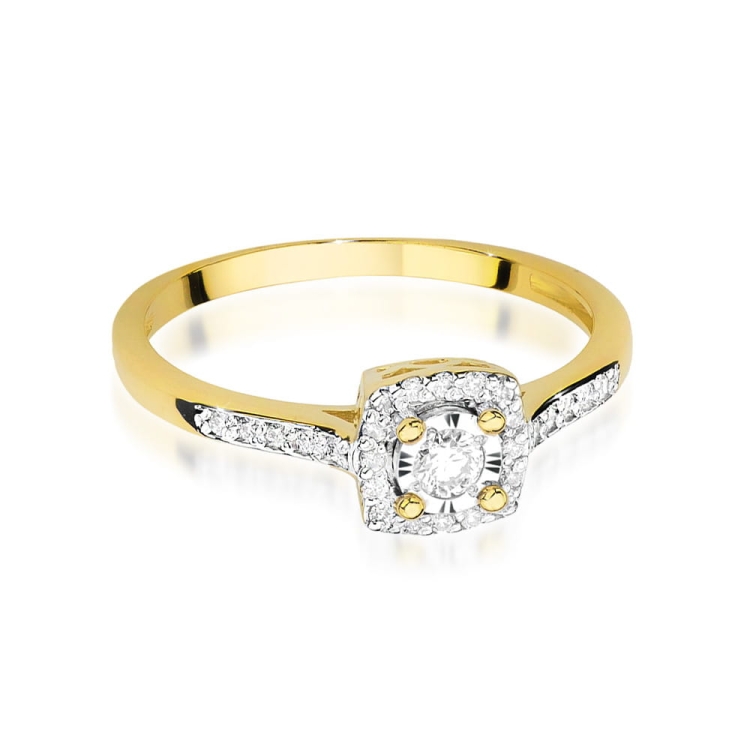 Pierścionek zaręczynowy z żółtego złota z diamentami 0,21ct Fire Of Love BW-462