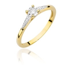 Pierścionek zaręczynowy z żółtego złota z diamentami 0,11ct Fire Of Love BW-466