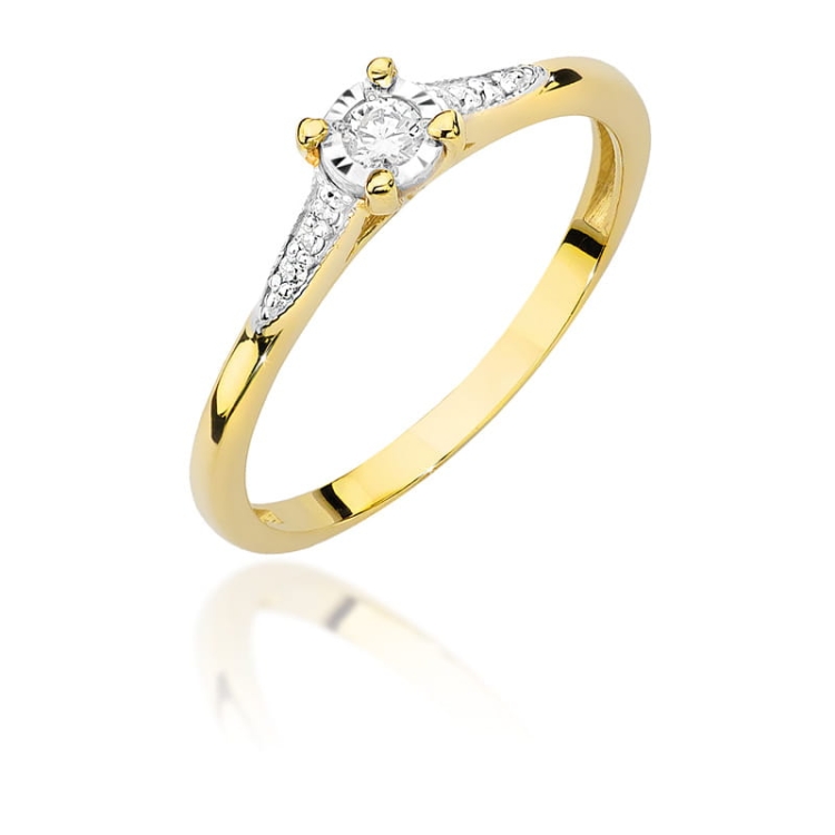 Pierścionek zaręczynowy z żółtego złota z diamentami 0,11ct Fire Of Love BW-466