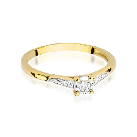 Przejdź do produktu Pierścionek zaręczynowy z żółtego złota z diamentami 0,11ct Fire Of Love