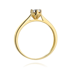 Pierścionek zaręczynowy z żółtego złota z diamentem 0,08ct Fire Of Love BW-468