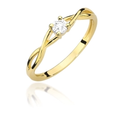 Pierścionek zaręczynowy z żółtego złota z diamentem 0,03ct Fire Of Love BW-370