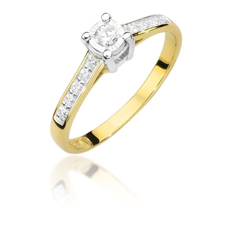 Przejdź do produktu Pierścionek zaręczynowy z żółtego złota z diamentami 0,13ct Fire Of Love