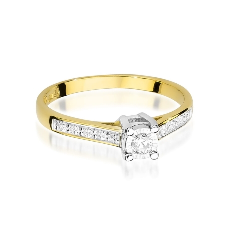 Przejdź do produktu Pierścionek zaręczynowy z żółtego złota z diamentami 0,13ct Fire Of Love