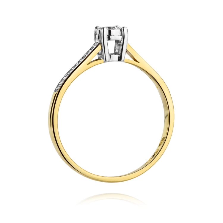 Pierścionek zaręczynowy z żółtego złota z diamentami 0,13ct Fire Of Love BW-474