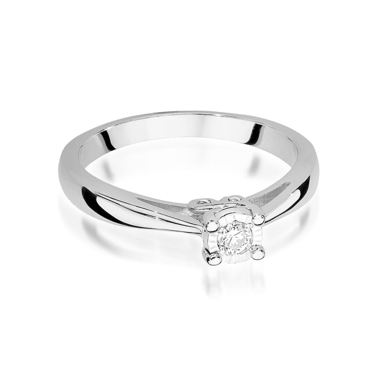 Pierścionek zaręczynowy z białego złota z diamentem 0,08ct Fire Of Love BW-475-b