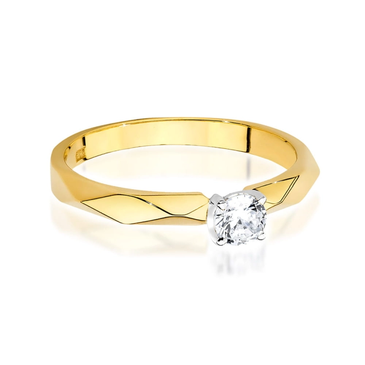 Pierścionek zaręczynowy z żółtego złota z diamentem 0,15ct Fire Of Love BW-484-0,15ct