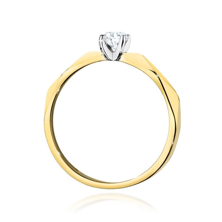 Pierścionek zaręczynowy z żółtego złota z diamentem 0,15ct Fire Of Love BW-484-0,15ct