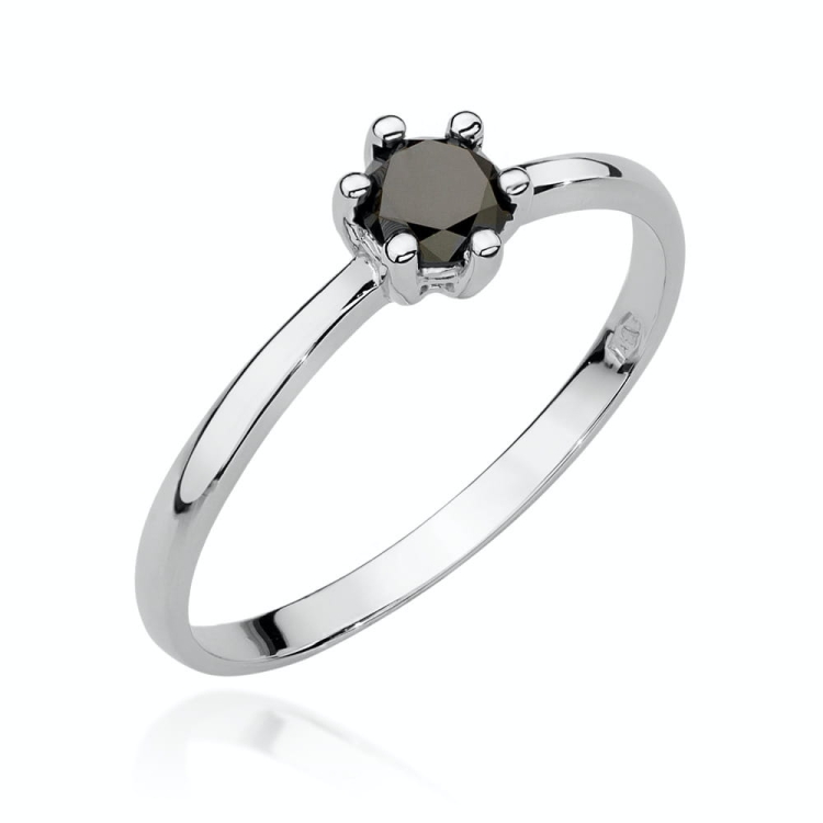 Pierścionek zaręczynowy z białego złota z czarnym diamentem 0,30ct Fire Of Love BW-496-b