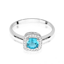 Pierścionek zaręczynowy z białego złota z topazem i diamentami 0,10ct Fire Of Love BW-514-topaz-b