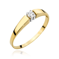 Pierścionek zaręczynowy z żółtego złota z diamentem 0,10ct Fire Of Love BW-524-0,10ct