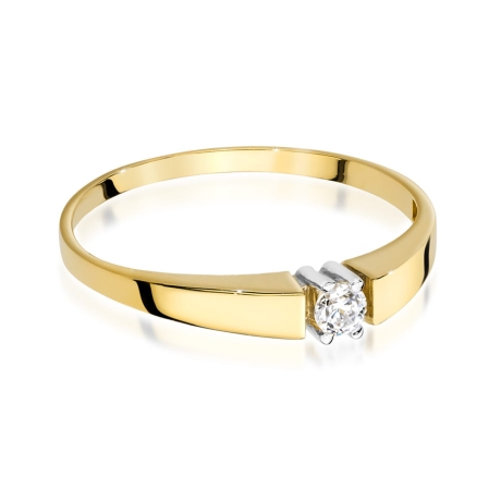 Przejdź do produktu Pierścionek zaręczynowy z żółtego złota z diamentem 0,10ct Fire Of Love 