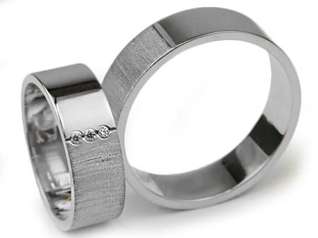 Obrączki ślubne z białego złota płaskie z cyrkoniami 6mm Infinity  I003-b