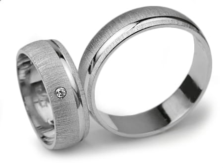 Obrączki ślubne z białego złota półokrągłe z cyrkonią 6mm Infinity  I007-b