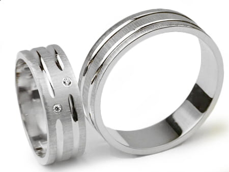 Obrączki ślubne z białego złota płaskie z cyrkoniami 6mm Infinity I009-b