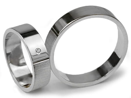 Obrączki ślubne z białego złota płaskie z cyrkonią 5mm Infinity I015-b